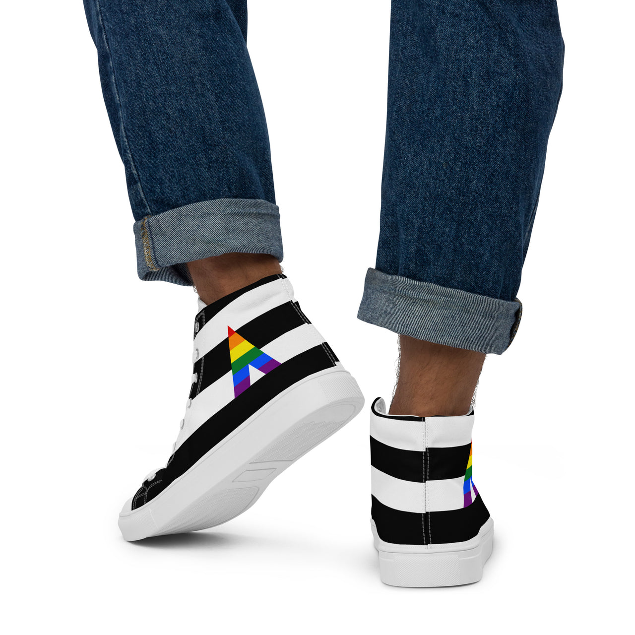 Straight Ally Flag LGBTQ High Top Canvas Shoes Men’s Size SHAVA