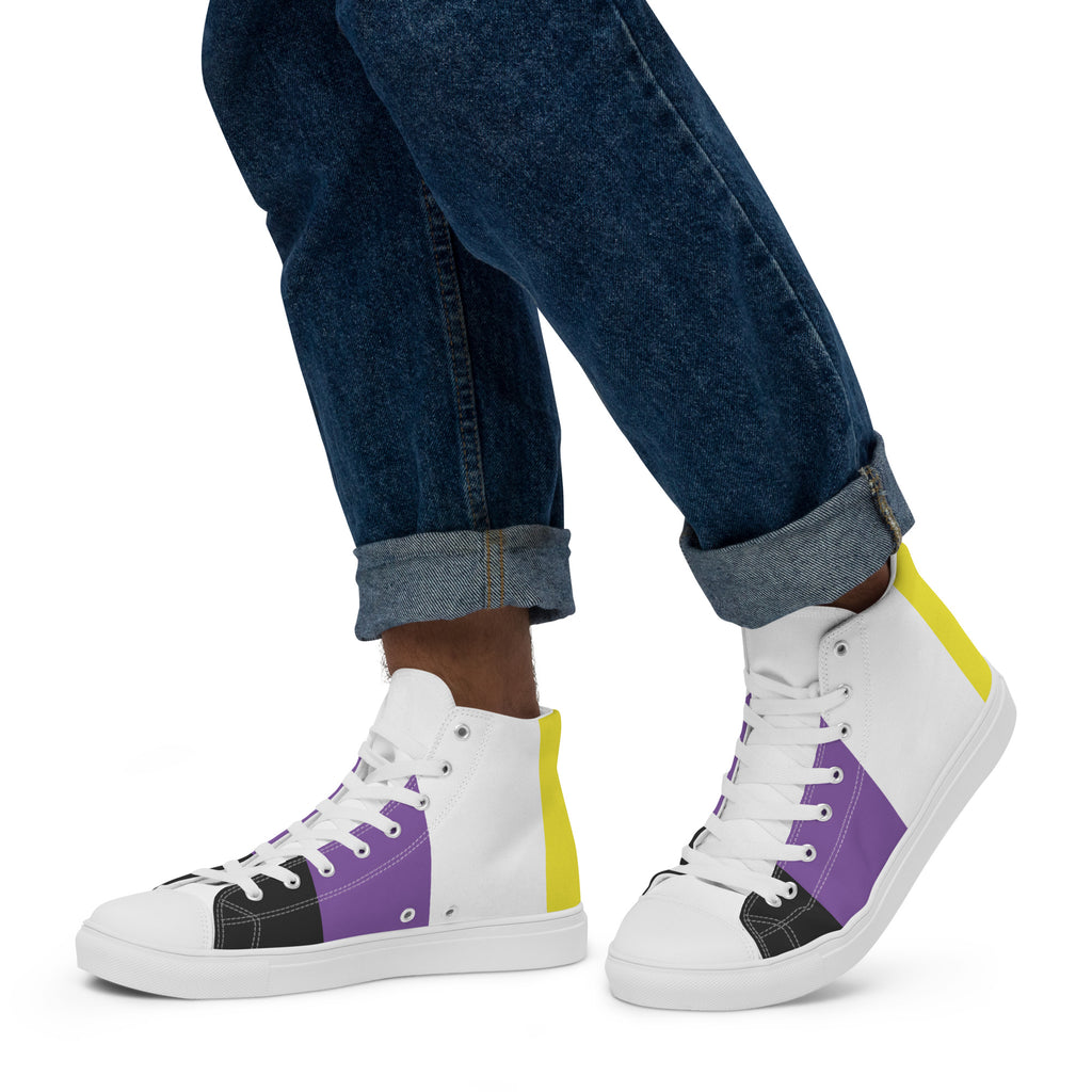 Non Binary Flag LGBTQ High Top Canvas Shoes Men’s Size SHAVA CO