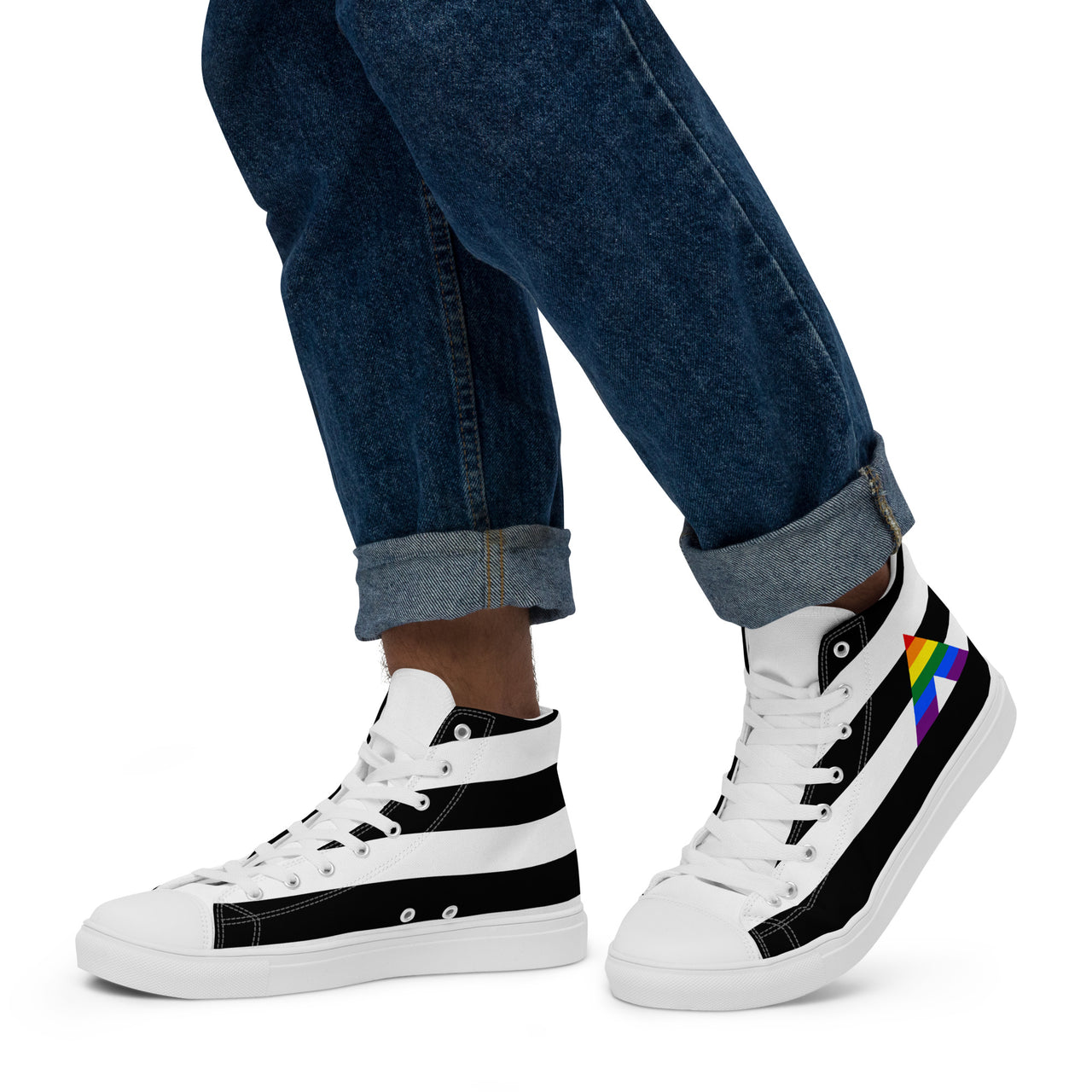 Straight Ally Flag LGBTQ High Top Canvas Shoes Men’s Size SHAVA