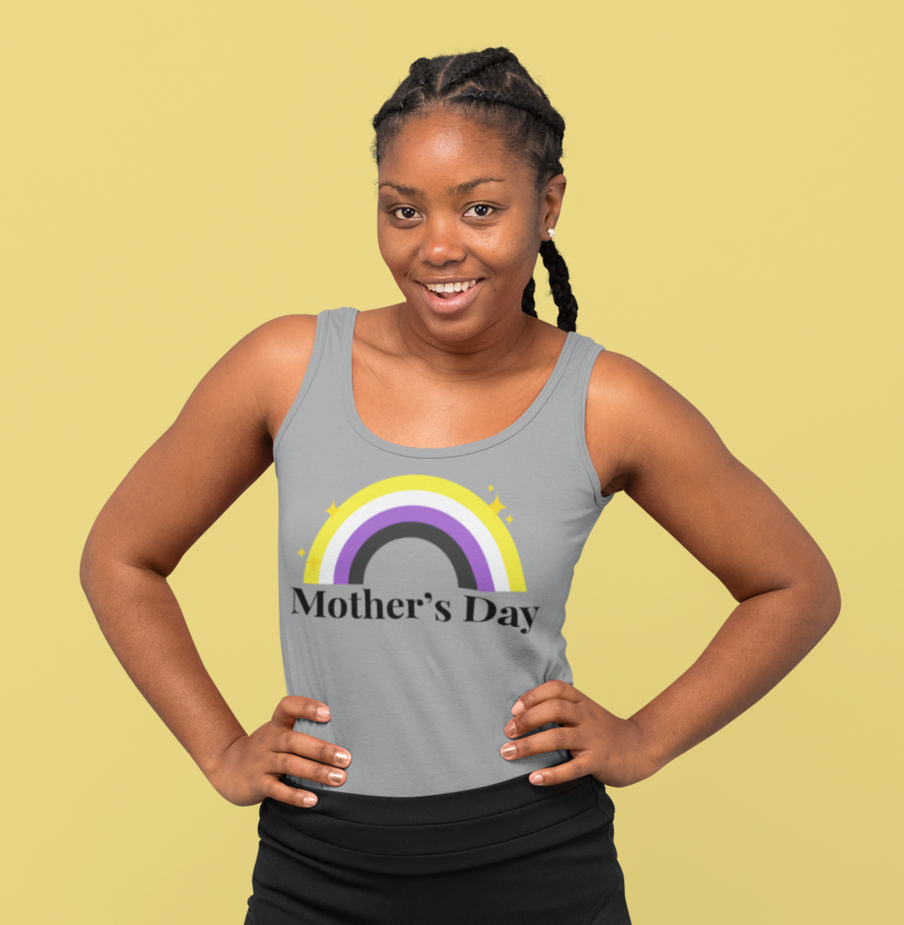 Non Binary Pride Flag Mother's Day Ideal Racerback Tank - Mother's Day SHAVA CO