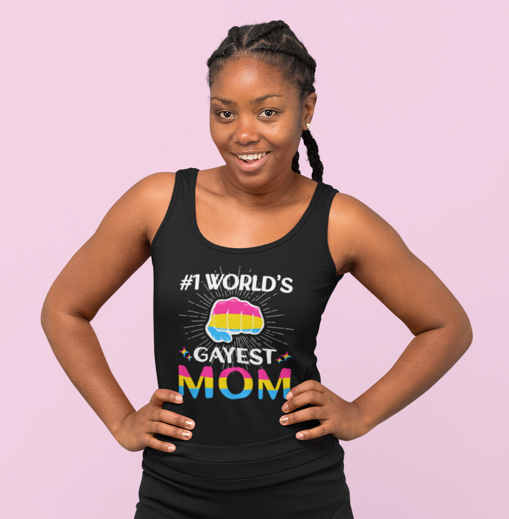 Pansexual Pride Flag Mother's Day Ideal Racerback Tank - #1 World's Gayest Mom SHAVA CO