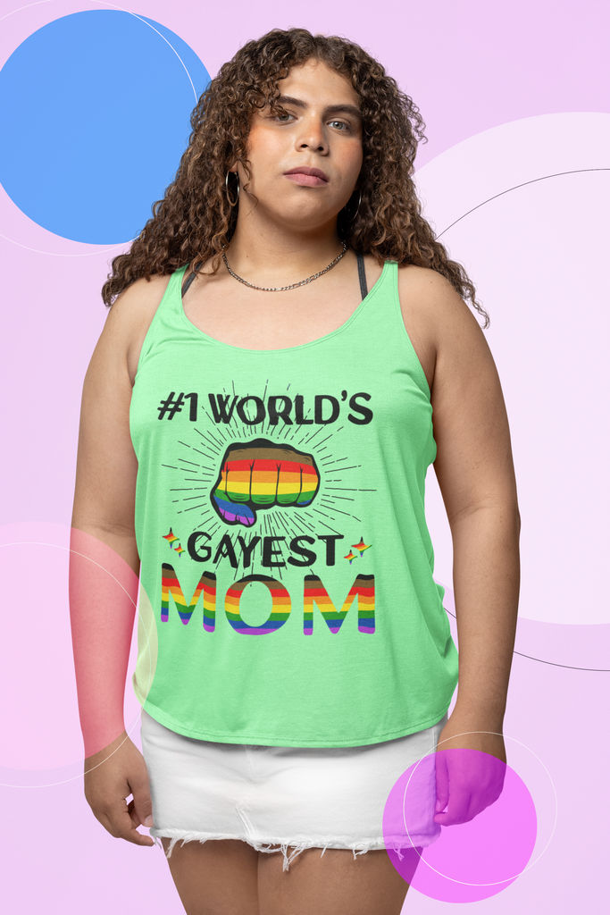 Philadelphia Pride Flag Mother's Day Ideal Racerback Tank - #1 World's Gayest Mom SHAVA CO