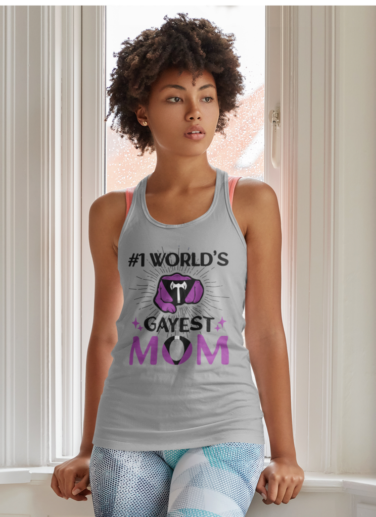 Labrys Lesbian Pride Flag Mother's Day Ideal Racerback Tank - #1 World's Gayest Mom SHAVA CO