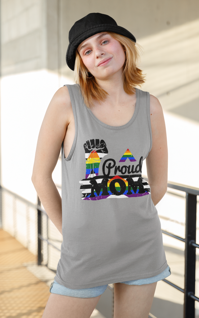 Straight Ally Pride Flag Mother's Day Ideal Racerback Tank - Proud Mom SHAVA CO