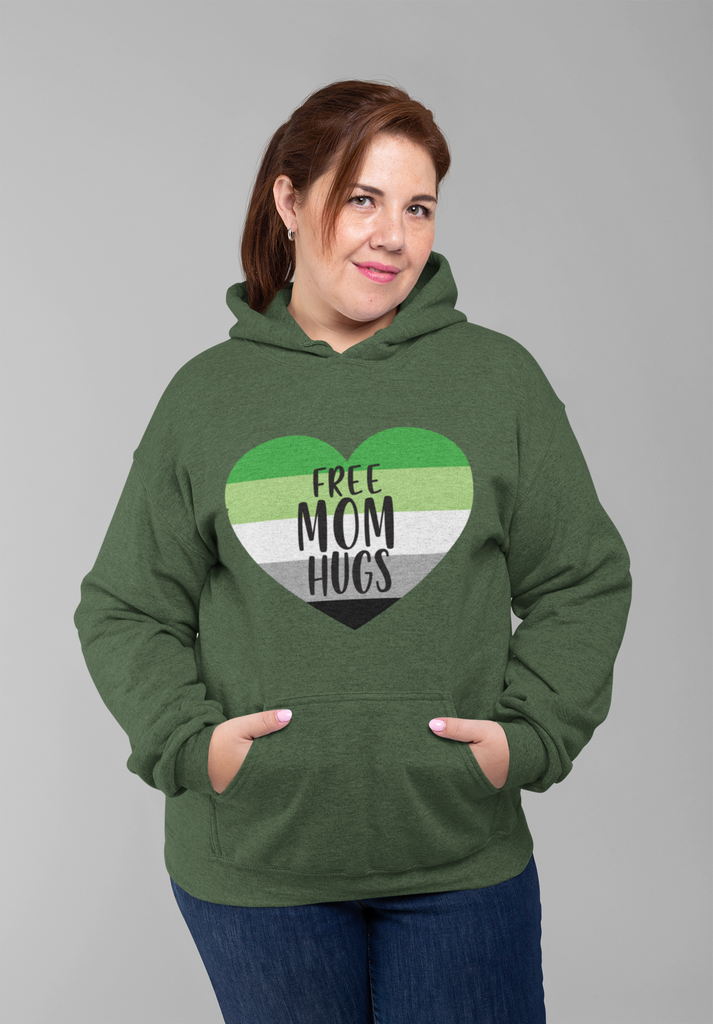 Aromantic Flag Mother's Day Unisex Premium Pullover Hoodie - Free Mom Hug Printify