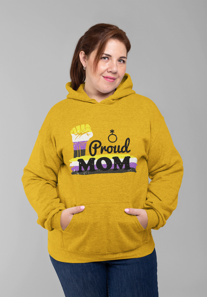 Nonbinary Flag Mother's Day Unisex Premium Pullover Hoodie - Proud Mom Printify