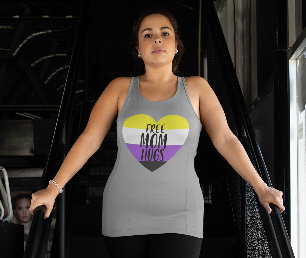 Non Binary Pride Flag Mother's Day Ideal Racerback Tank - Free Mom Hugs SHAVA CO