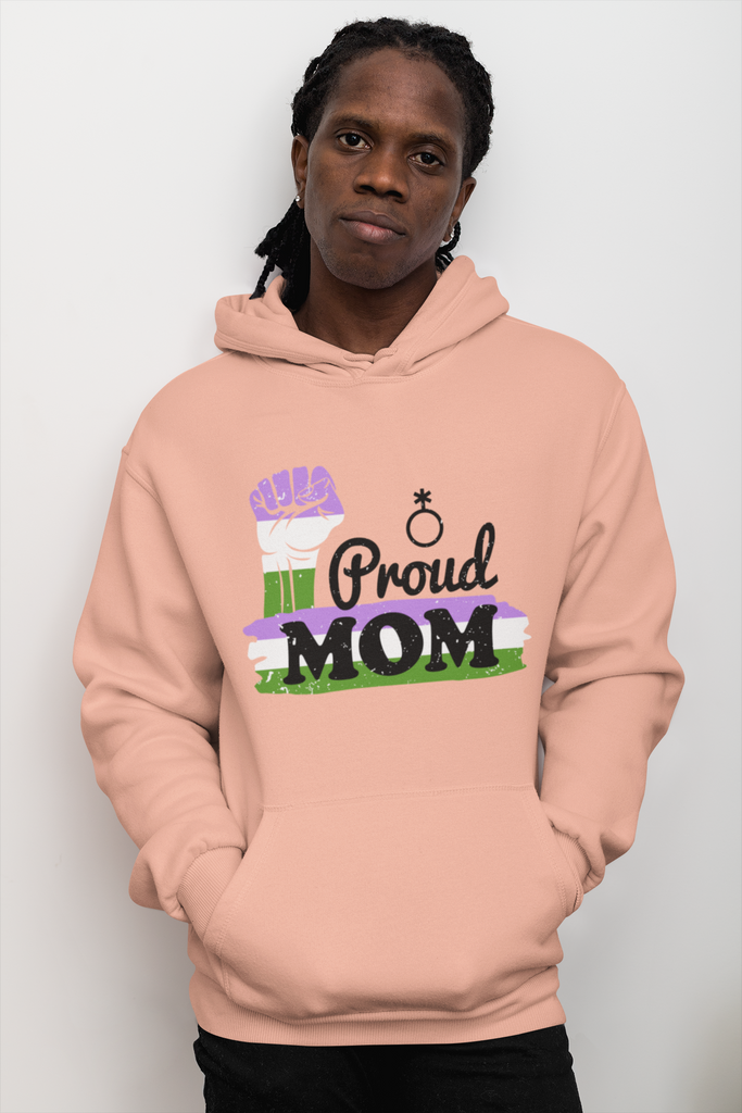Genderqueer Flag Mother's Day Unisex Premium Pullover Hoodie - Proud Mom Printify