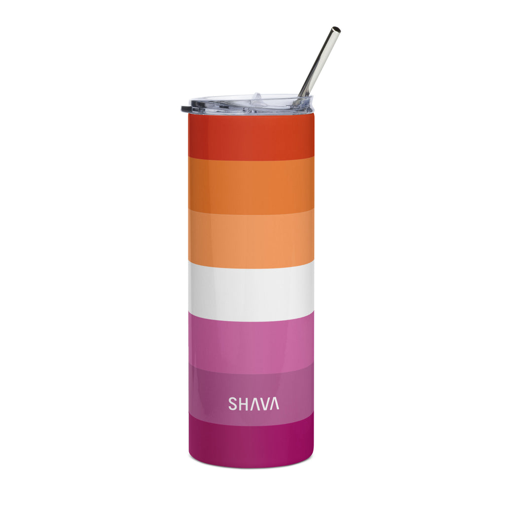 Lesbian Flag LGBTQ Stainless Steel Tumbler SHAVA CO