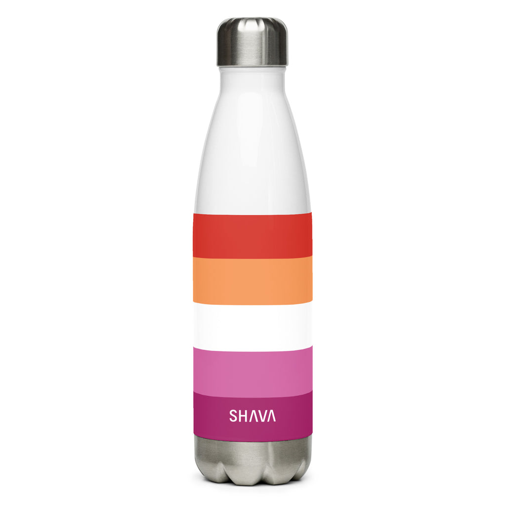 Lesbian Flag LGBTQ Stainless Steel Water 17oz Bottle SHAVA CO