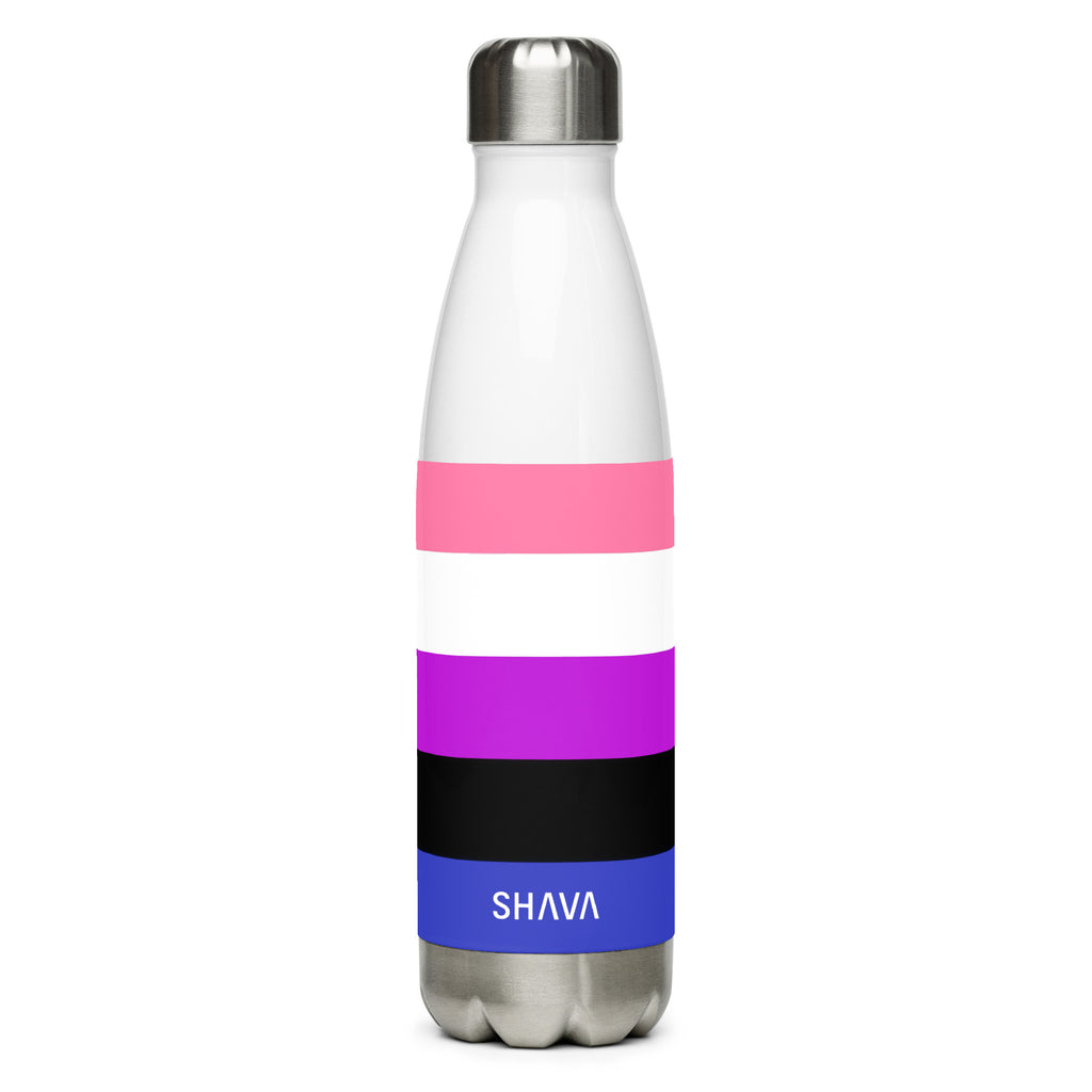 Genderfluid Flag LGBTQ Stainless Steel Water 17oz Bottle SHAVA