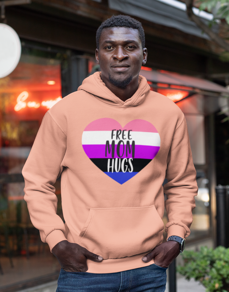 Genderfluid Flag Mother's Day Unisex Premium Pullover Hoodie - Free Mom Hug Printify