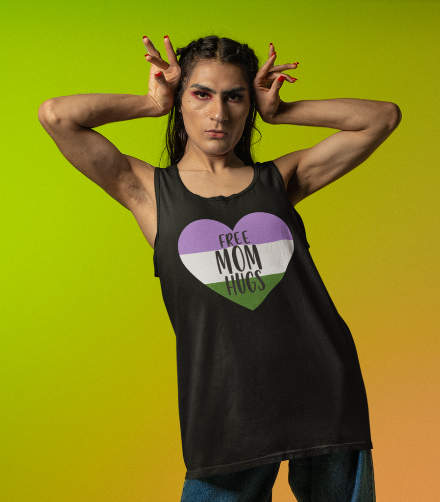 Genderqueer Pride Flag Mother's Day Ideal Racerback Tank - Free Mom Hugs SHAVA CO