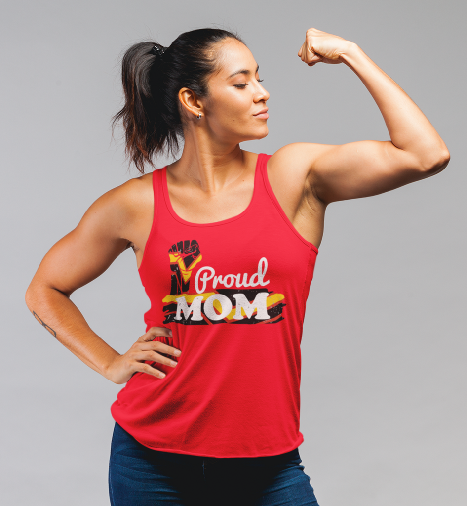 Rubber Pride Flag Mother's Day Ideal Racerback Tank - Proud Mom SHAVA CO