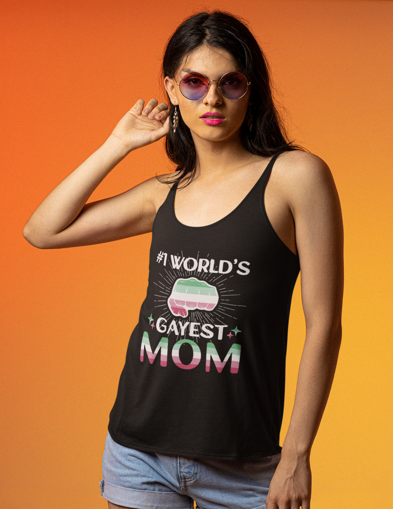 Abrosexual Pride Flag Mother's Day Ideal Racerback Tank - #1 World's Gayest Mom SHAVA CO