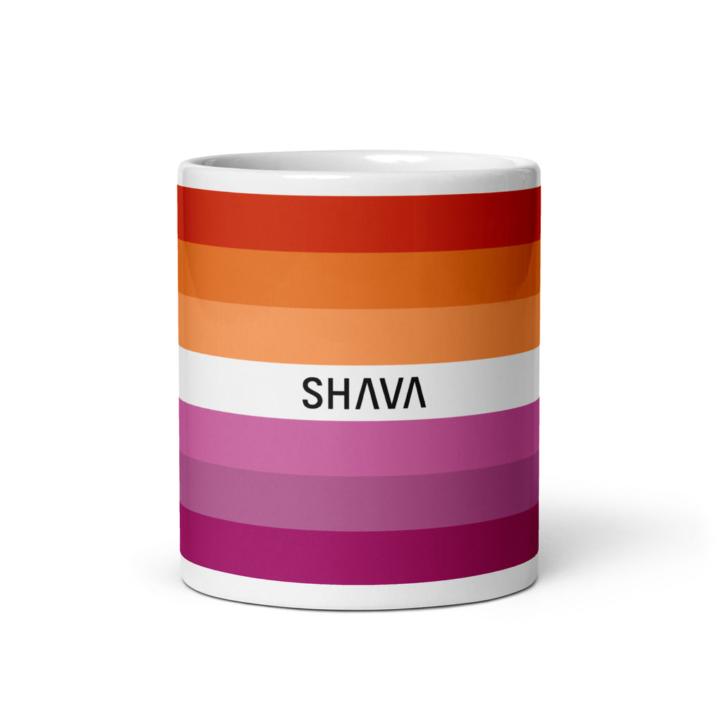 Lesbian Flag LGBTQ White Glossy 15oz Coffee Mug SHAVA CO