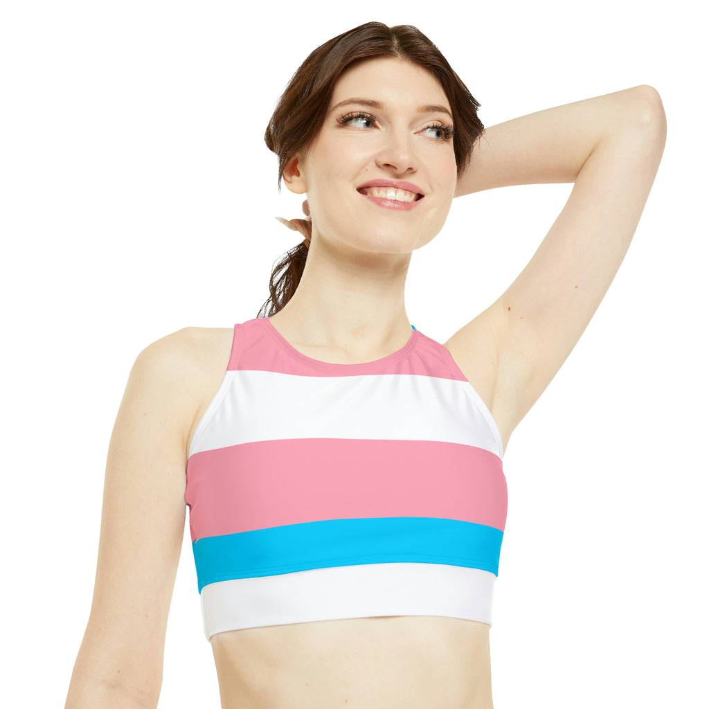 Transgender Flag High Neck Crop Bikini Top SHAVA CO