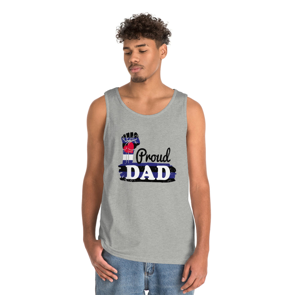 Leather Pride Flag Heavy Cotton Tank Top Unisex Size - Proud Dad Printify