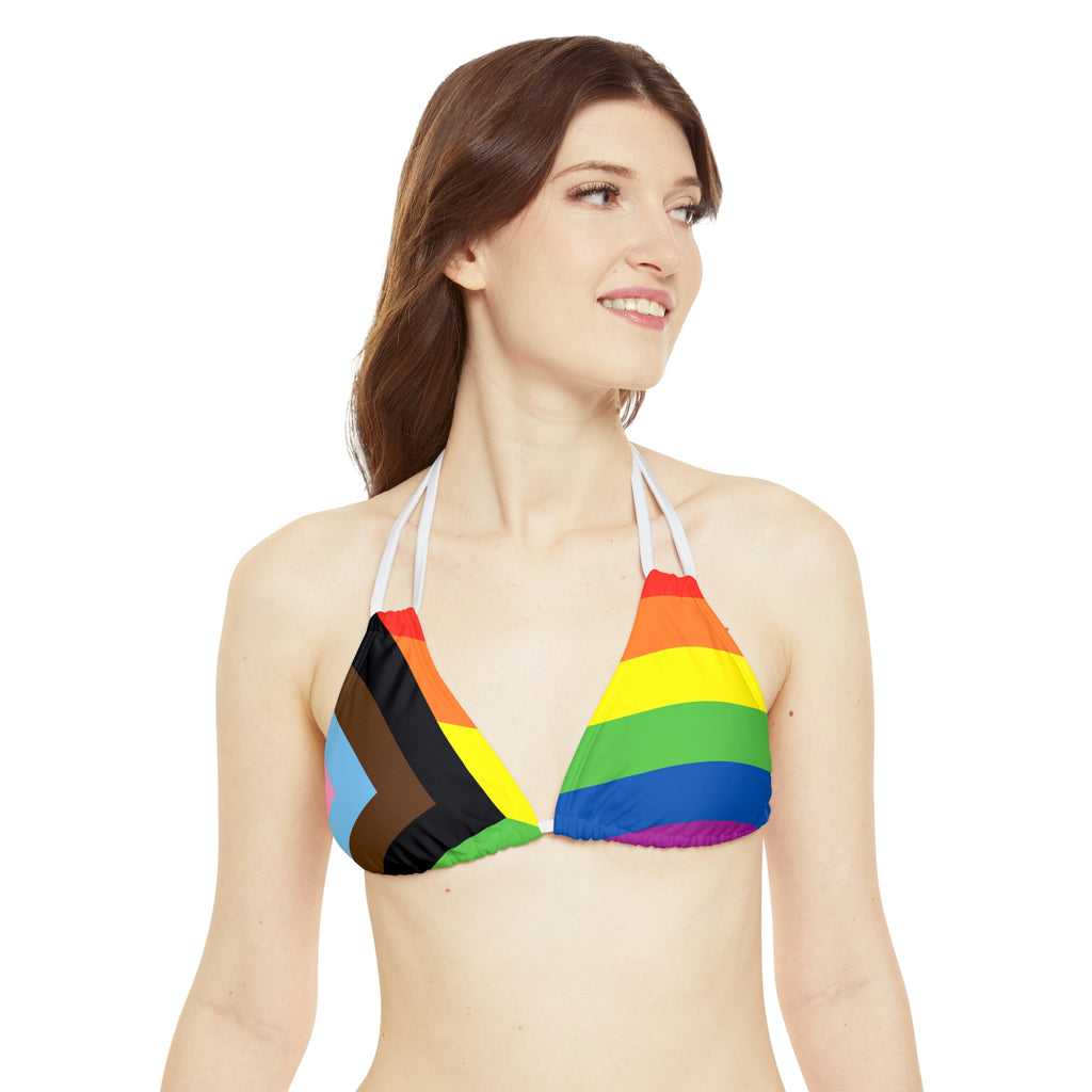 Progress Pride Flag Strappy Triangle Bikini Top SHAVA CO