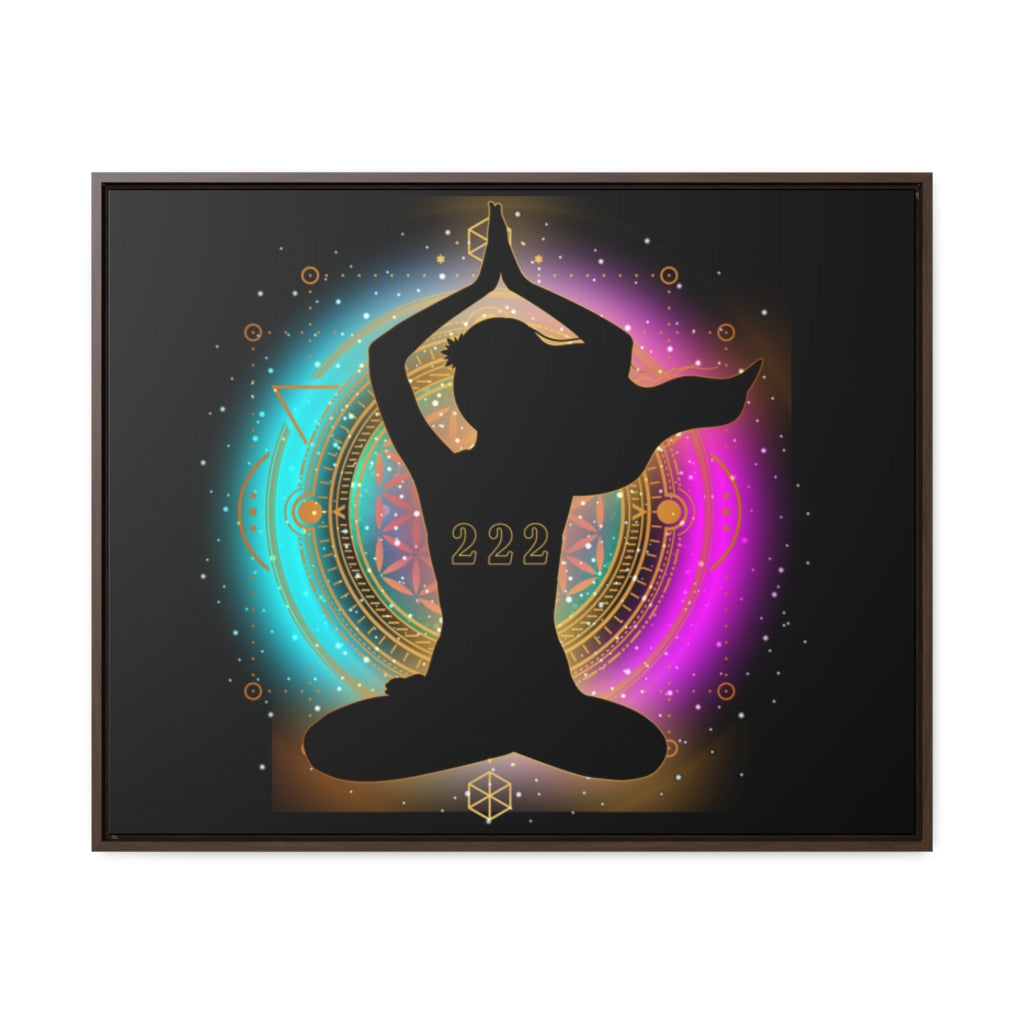 Yoga Spiritual Meditation Canvas Print With Horizontal Frame - Alignment 222 Angel Number Printify