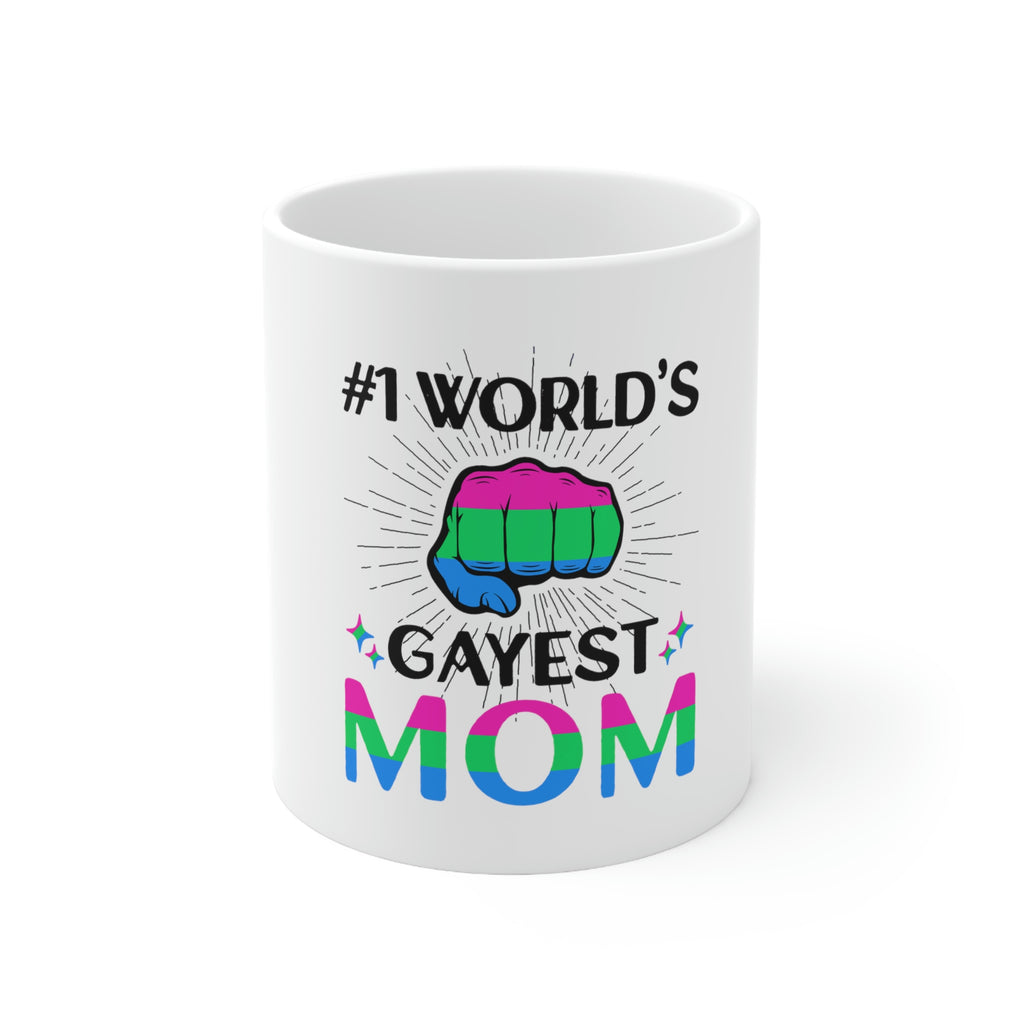 Polysexual Flag Ceramic Mug  - #1 World's Gayest Mom Printify