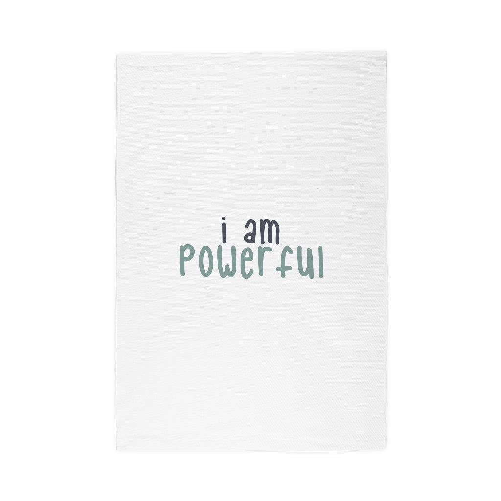 Affirmation Feminist pro choice Dobby Rug - I am powerful black with green Printify