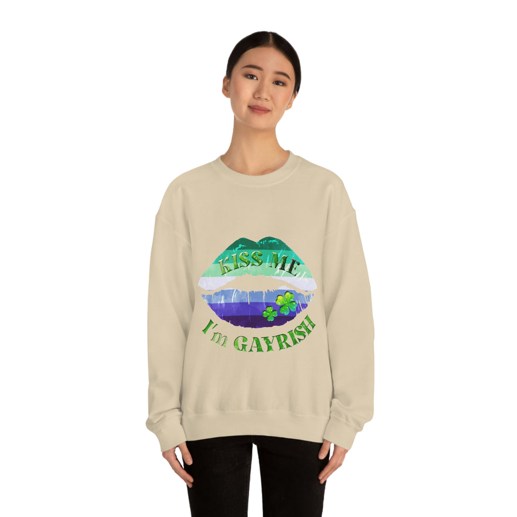 Gay Flag Heavy Blend Crewneck Sweatshirt St. Patricks Day Unisex Size - Kiss Me Printify