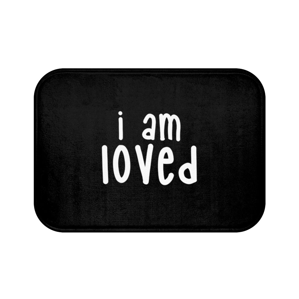 Affirmation Feminist Pro Choice Bath Mat - I Am Loved (white) Printify