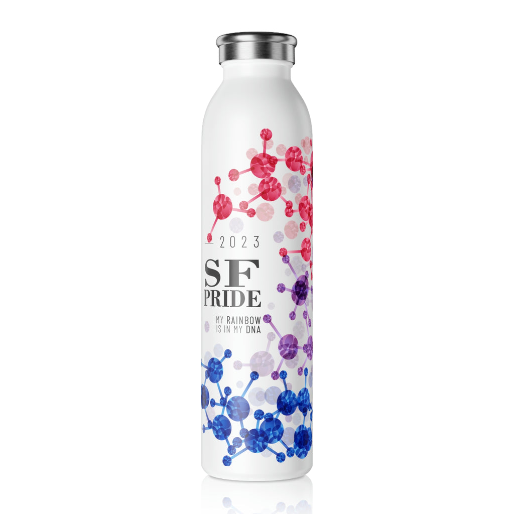 Bisexual Flag Slim Water Bottle San Francisco Pride - My Rainbow is In My DNA SHAVA CO