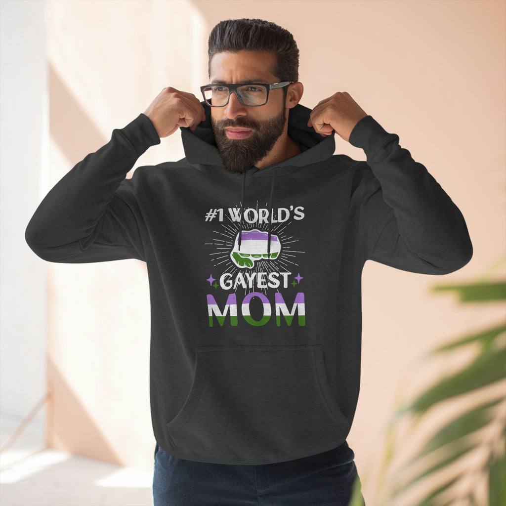 Genderqueer Flag Mother's Day Unisex Premium Pullover Hoodie - #1 World's Gayest Mom Printify