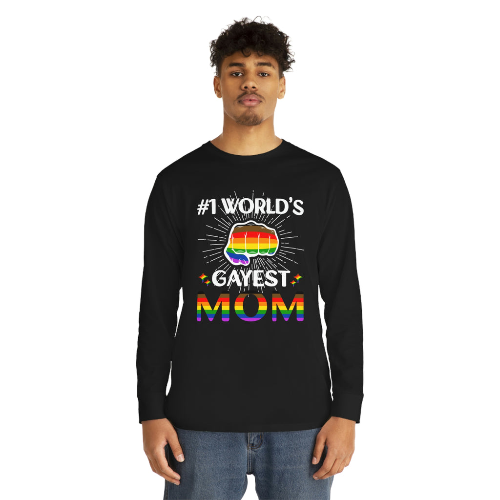 Philadelphia Flag Long Sleeve Crewneck Tee - #1 World's Gayest Mom Printify