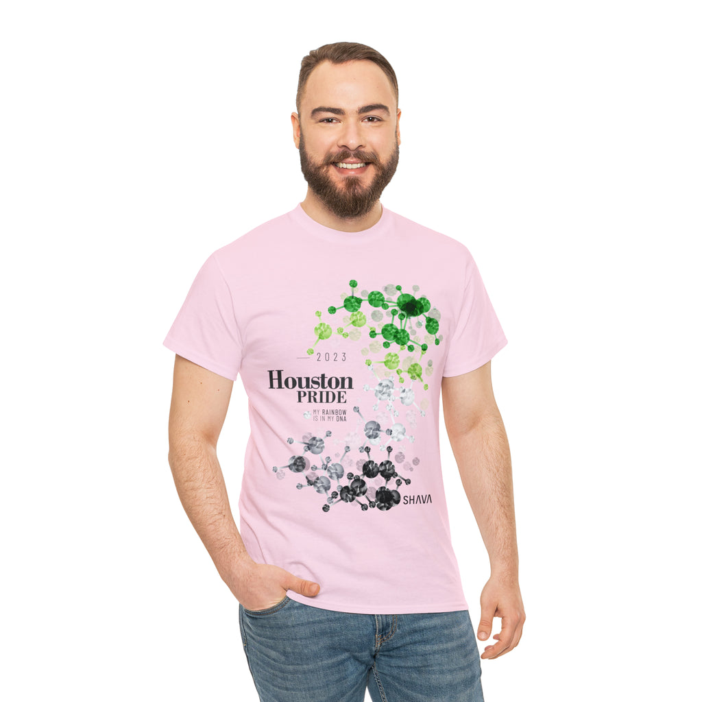 SHAVA CO  Aromantic Flag 2023 Pride, Houston  Unisex Heavy Cotton Tee - My Rainbow Is In My DNA Printify