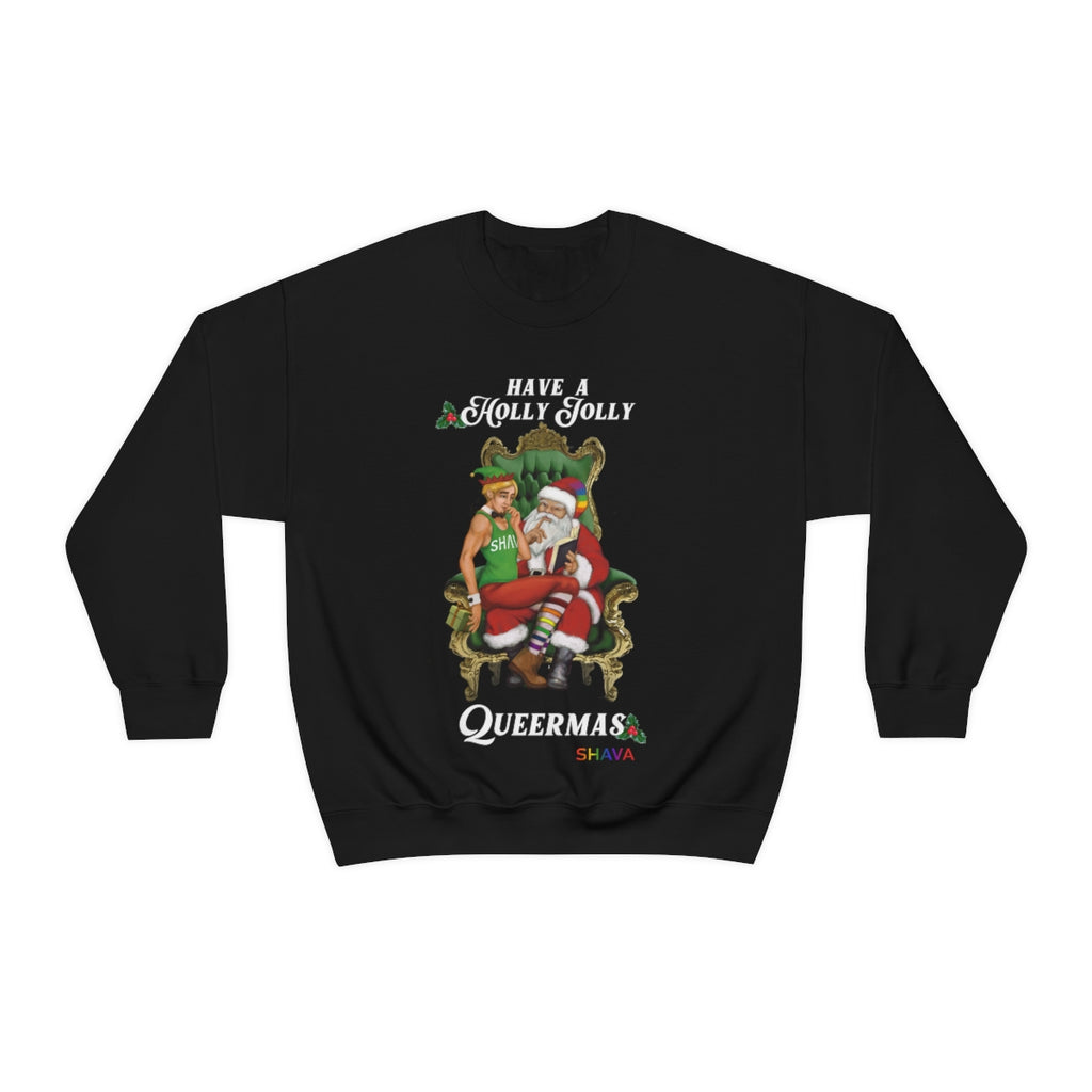 Unisex Holigays Christmas LGBTQ Heavy Blend Crewneck Sweatshirt - Holly Jolly (White) Printify