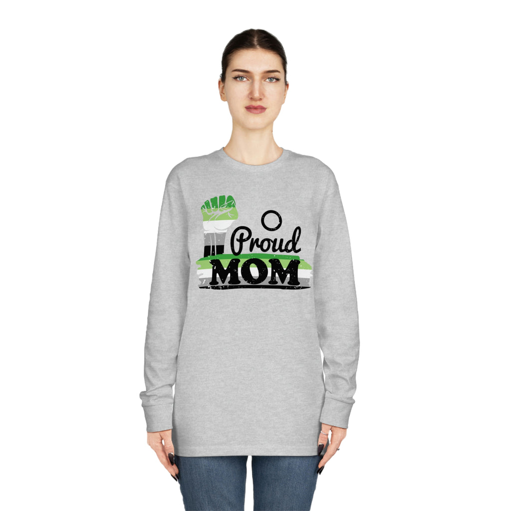 Aromantic Flag Long Sleeve Crewneck Tee - Proud Mom Printify