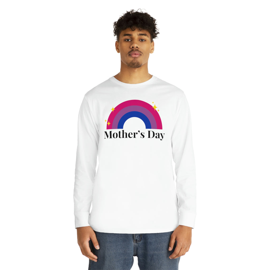 Bisexual Flag Long Sleeve Crewneck Tee - Mothers Day Printify