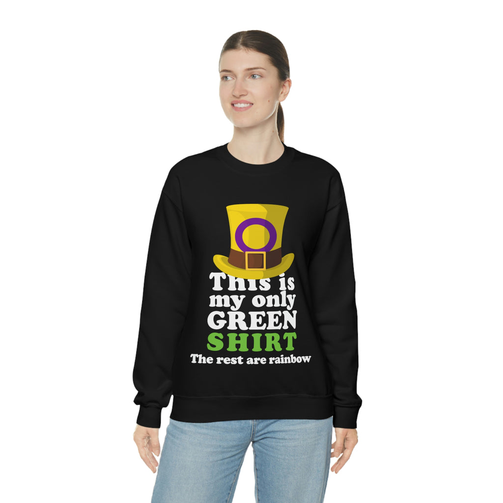 Intersexual Flag Heavy Blend Crewneck Sweatshirt St. Patricks Day Unisex Size - This Is My Only Green Shirt Printify