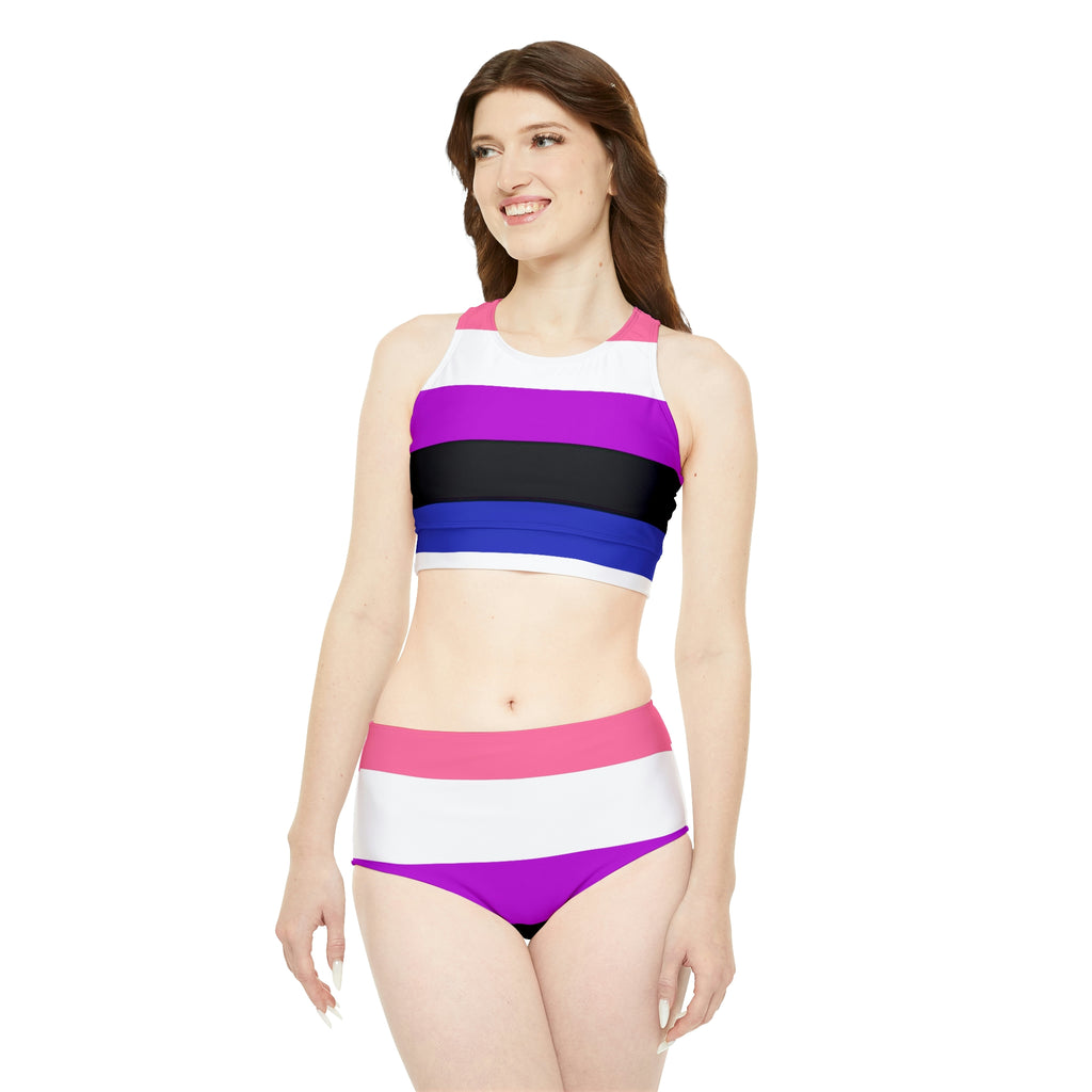 Genderfluid Pride Flag Sporty Bikini Set SHAVA CO