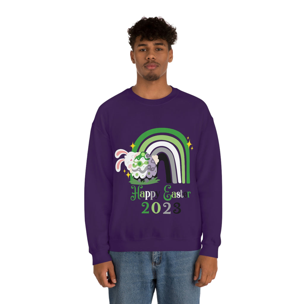 Aromantic Flag Heavy Blend Crewneck Sweatshirt Easter Festival Unisex Size - Happy Easter 2023 SHAVA