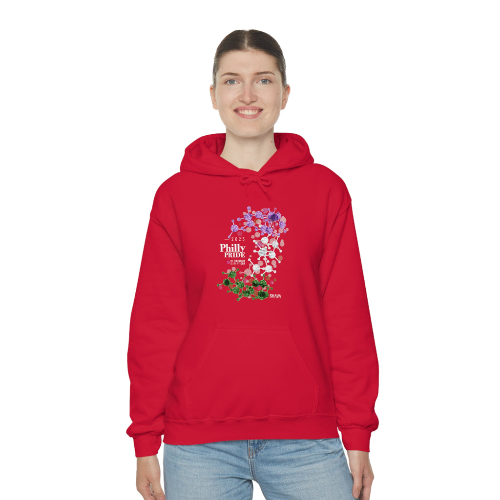 SHAVA CO Genderqueer Flag 2023 Pride, Philly Unisex Heavy Blend™ Hooded Sweatshirt - My Rainbow Is In My DNA Printify