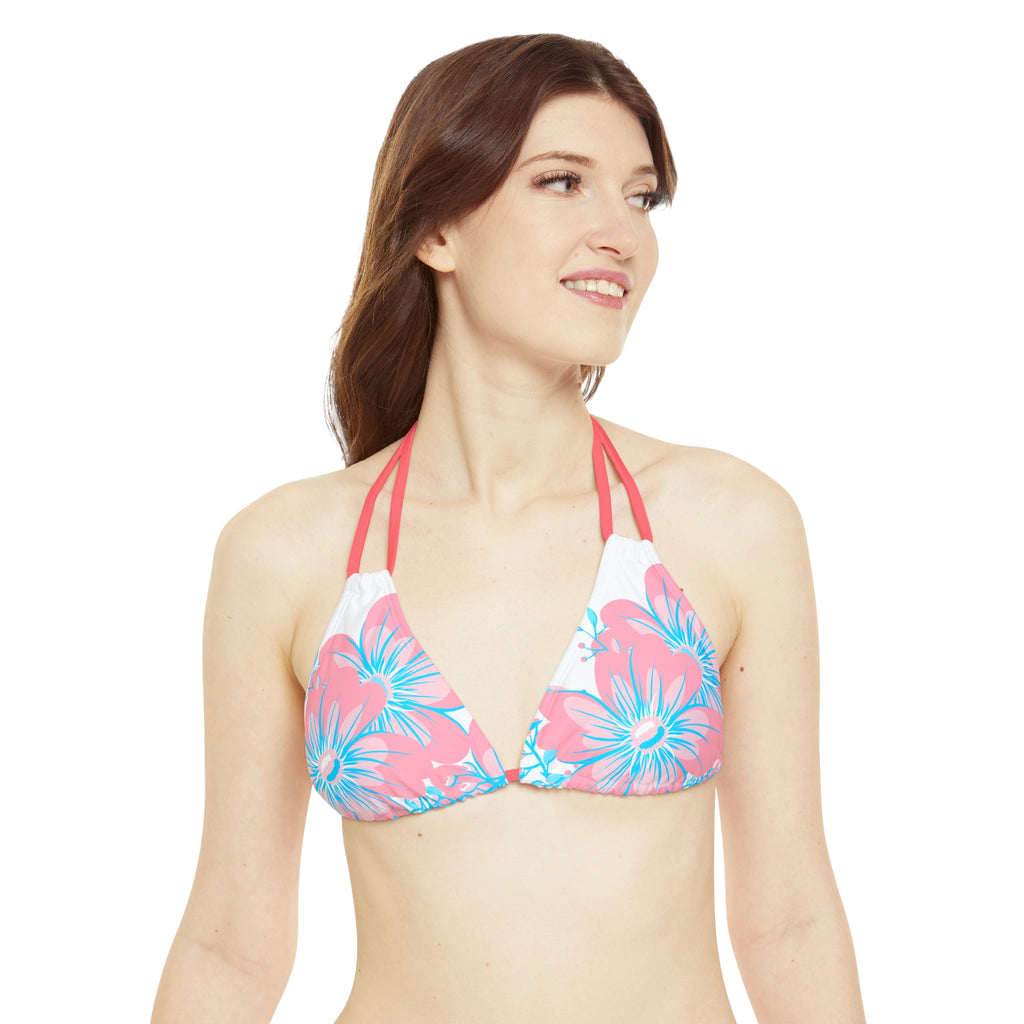 Transgender Pride Flag Floral Strappy Triangle Bikini Top SHAVA CO