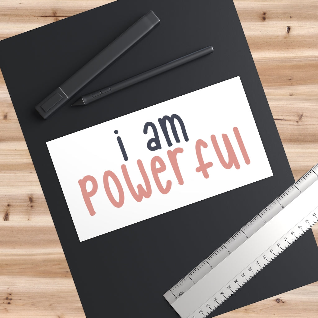 IAC  Home & Livings-Magnet & Stickers /Bumper Stickers/I am powerful (black with pink) Printify