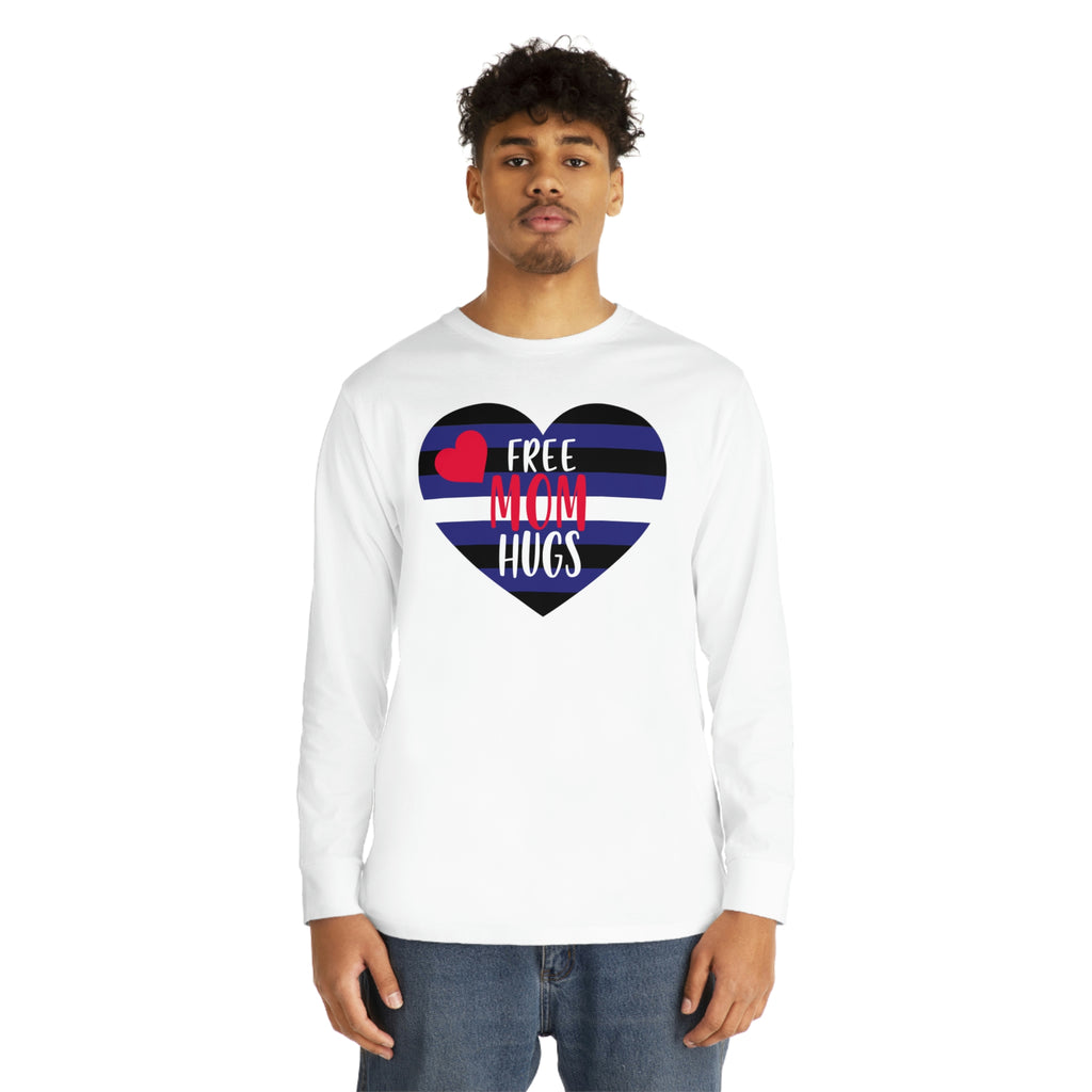 Leather Flag Long Sleeve Crewneck Tee - Free Mom Hugs Printify