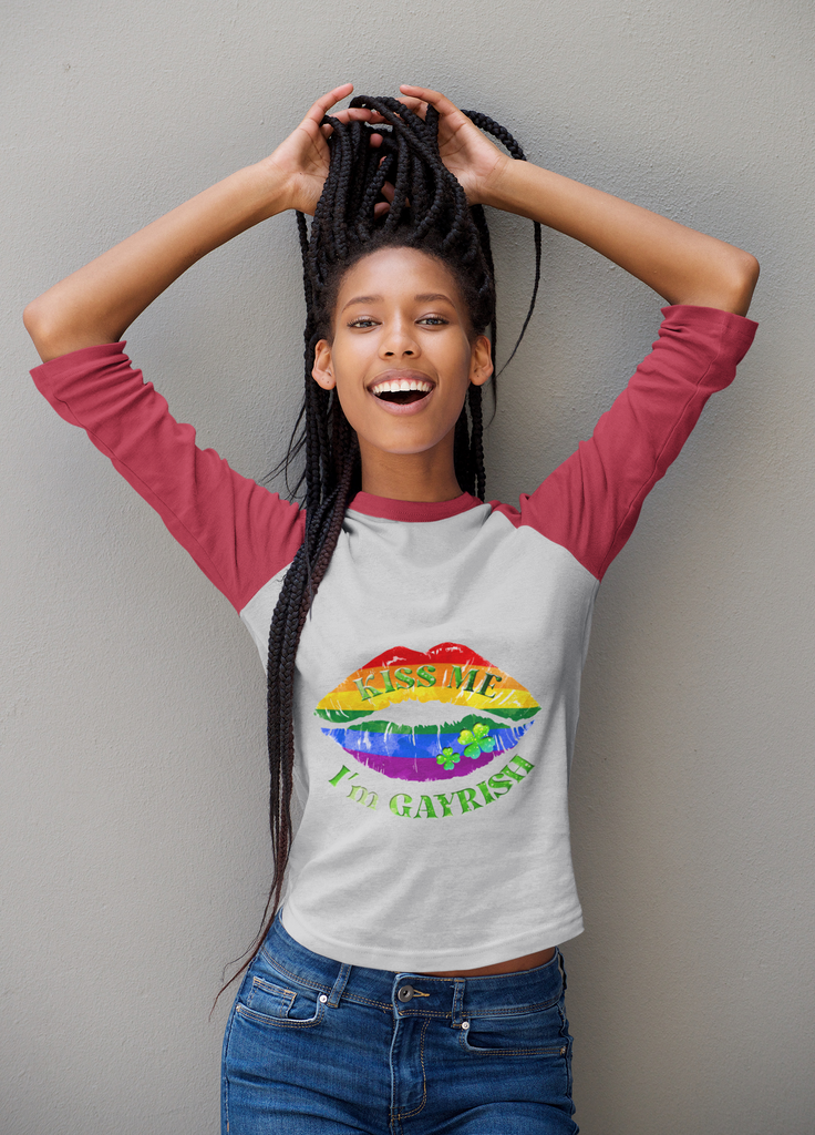 LGBTQ Flag Tri-Blend Raglan Tee St. Patrick's Day Unisex Size - Kiss Me Printify