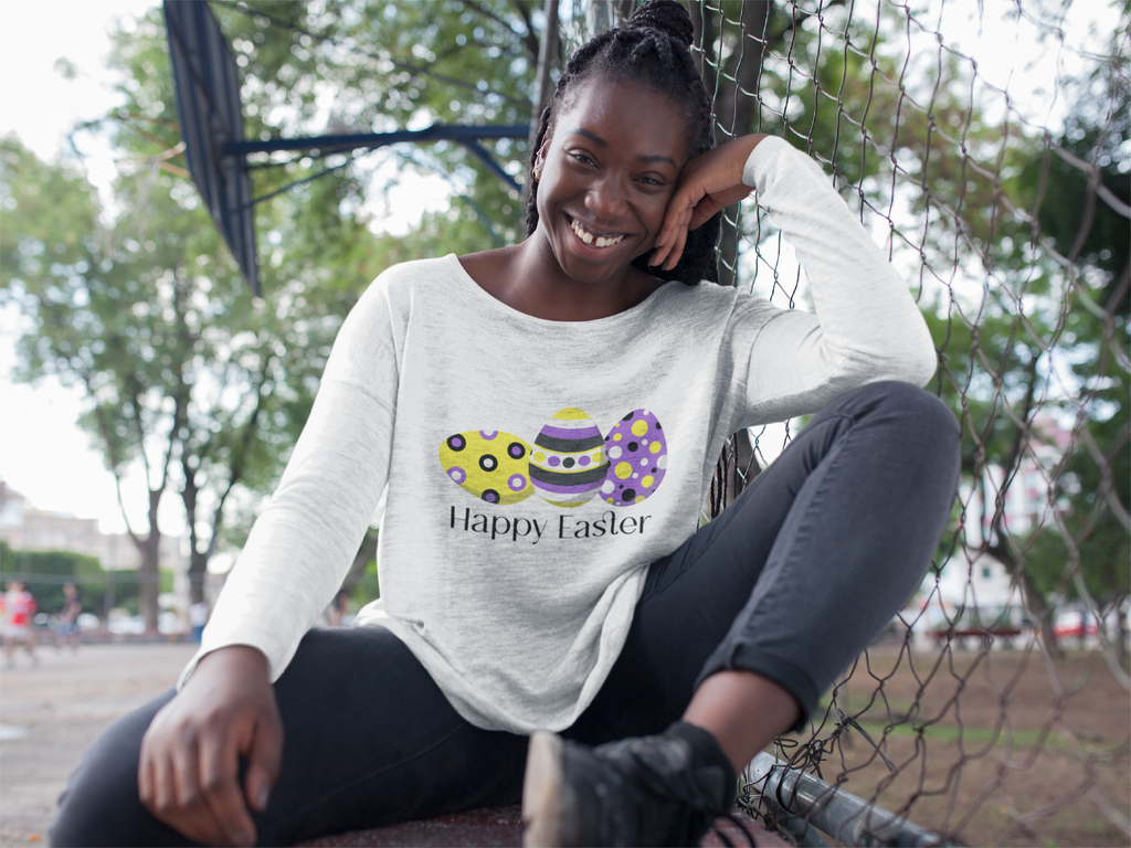 Nonbinary Flag Long Sleeves Easter Festival Unisex Size - Happy Easter SHAVA