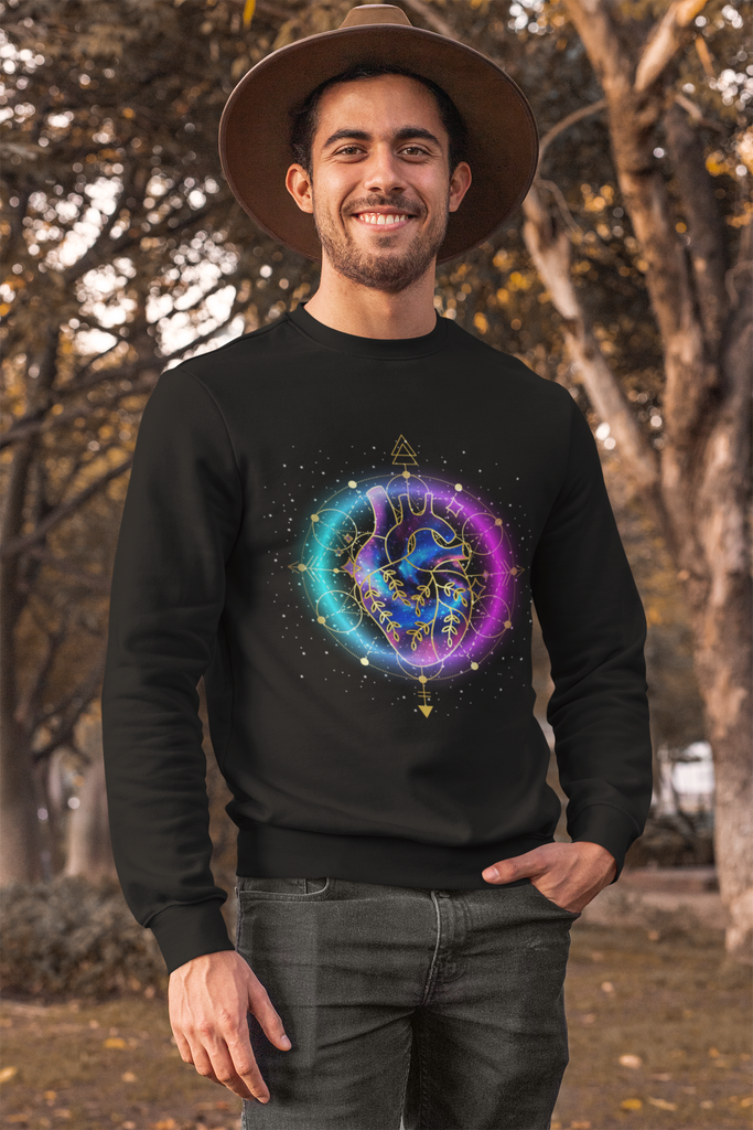 Yoga Spiritual Meditation Unisex Sweatshirt – Sacred Heart 111 Angel Number Printify
