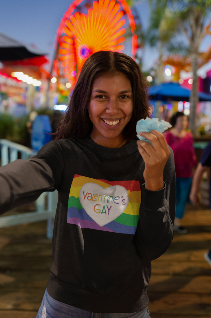 LGBT Flag Heavy Blend Crewneck Sweatshirt Valentines Day Unisex Size - Valentines Gay Printify