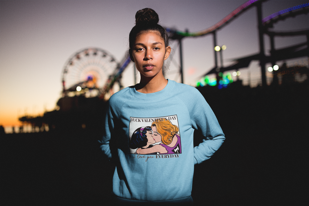 Labrys Lesbian Flag LGBTQ Affirmation Crewneck Sweatshirt Unisex Size - Fuck Valentines Day Printify