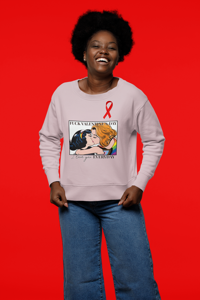 Progress Pride Flag Heavy Blend Crewneck Sweatshirt Valentines Day Unisex Size - Fuck Valentines Day Printify