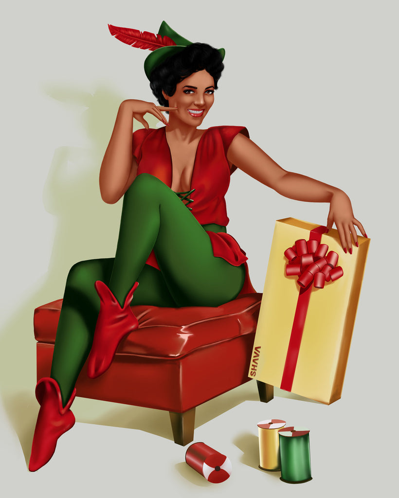 African American Pinup Christmas Elf SHAVA