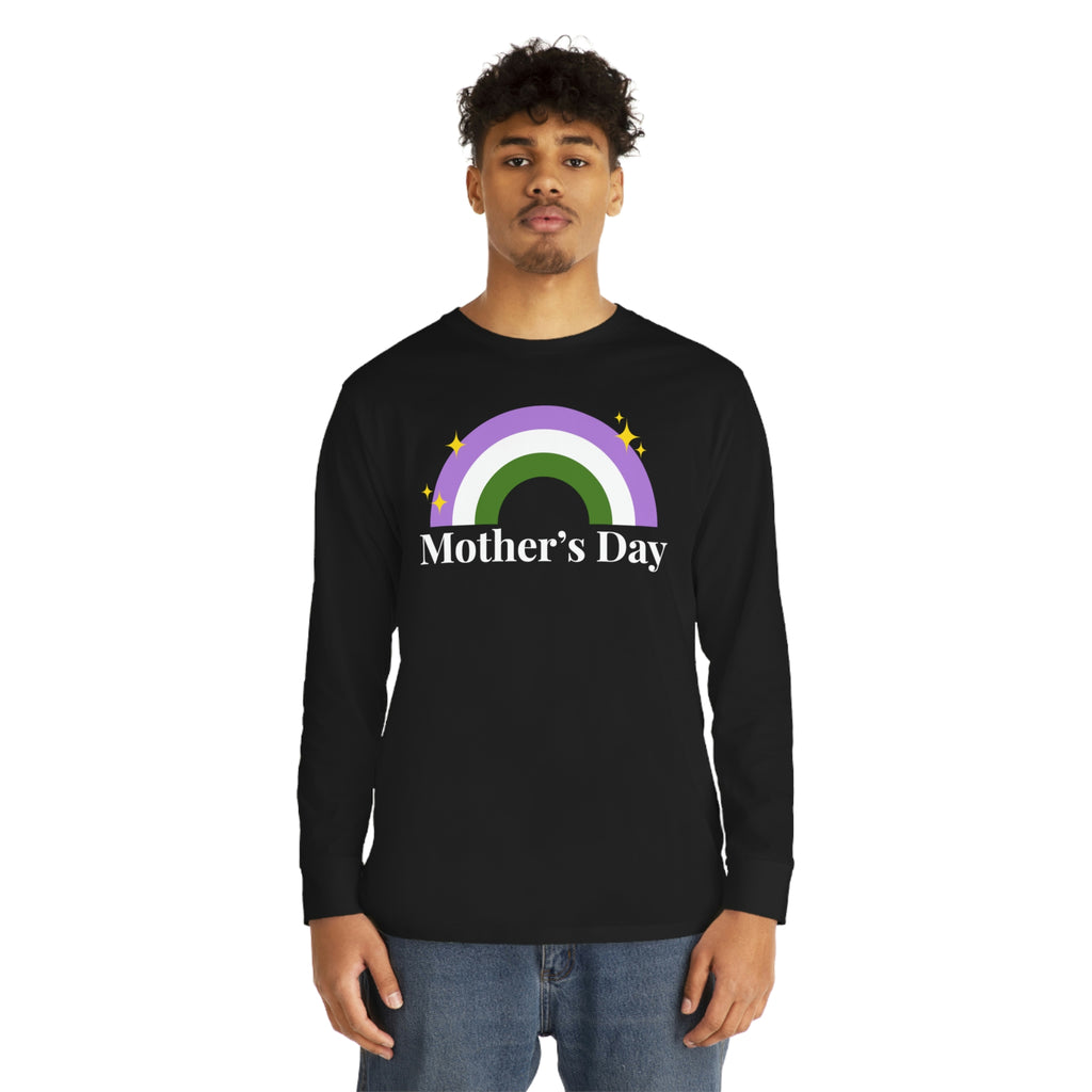 Genderqueer Flag Long Sleeve Crewneck Tee - Mothers Day Printify